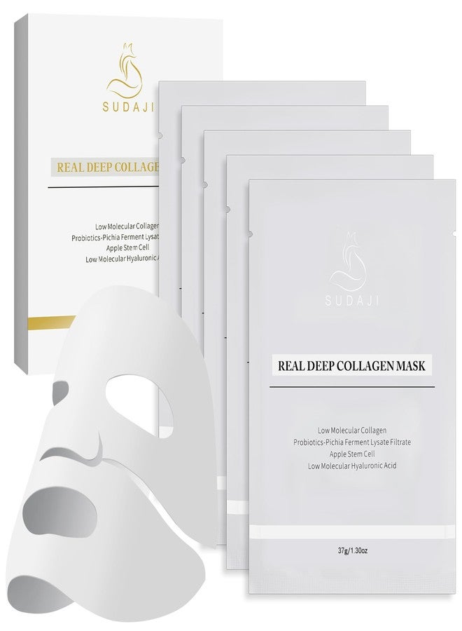 SUDAJI Apple Stem Cells Probiotics Collagen Face Mask (37gx5ea), Hydrating Overnight Hydrogel Mask for All Skin Types – Elasticity Enhancing, Firming, Moisturizing​ - Image 1